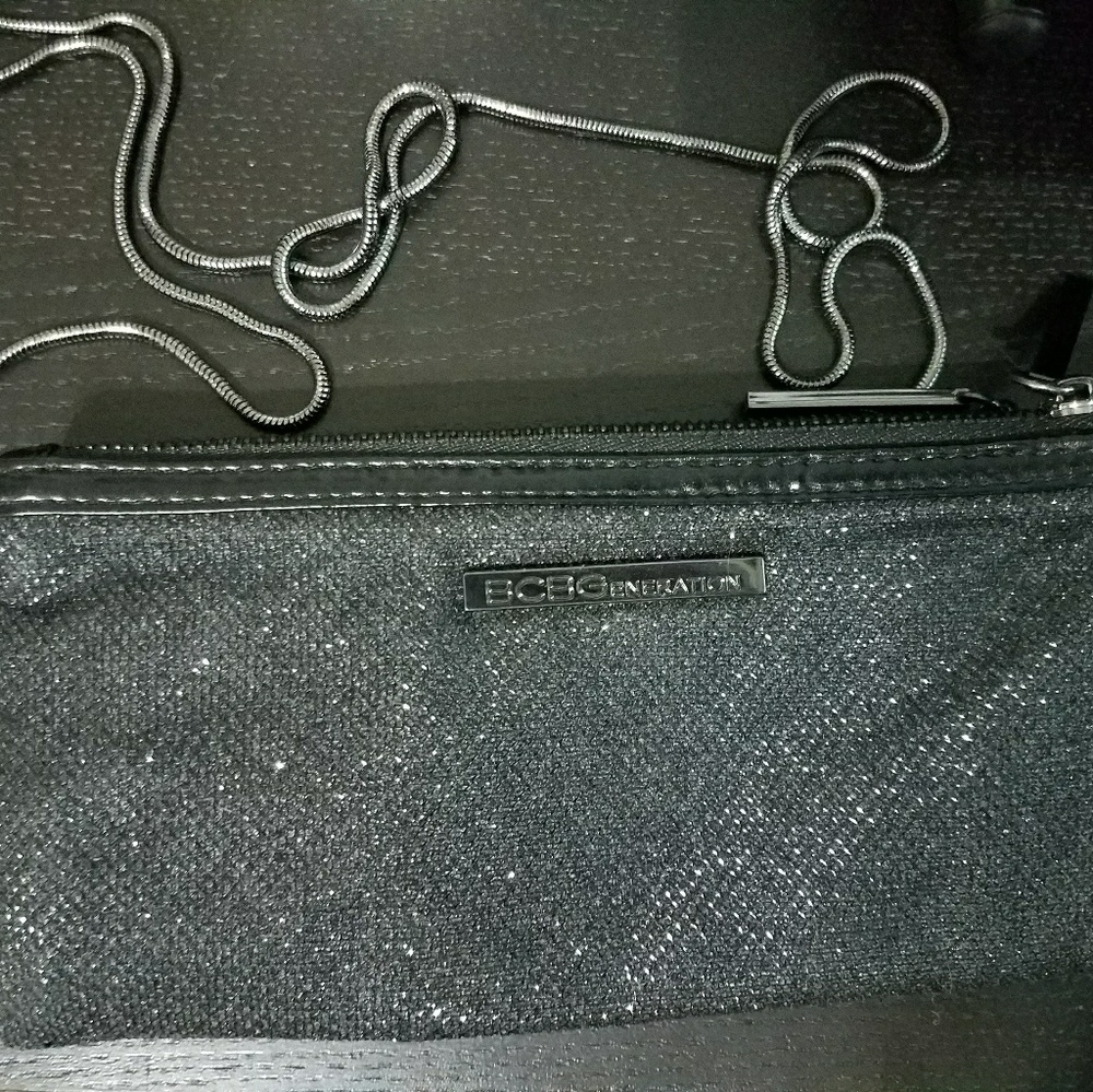 BCBGeneration Black sparkly clutch purse